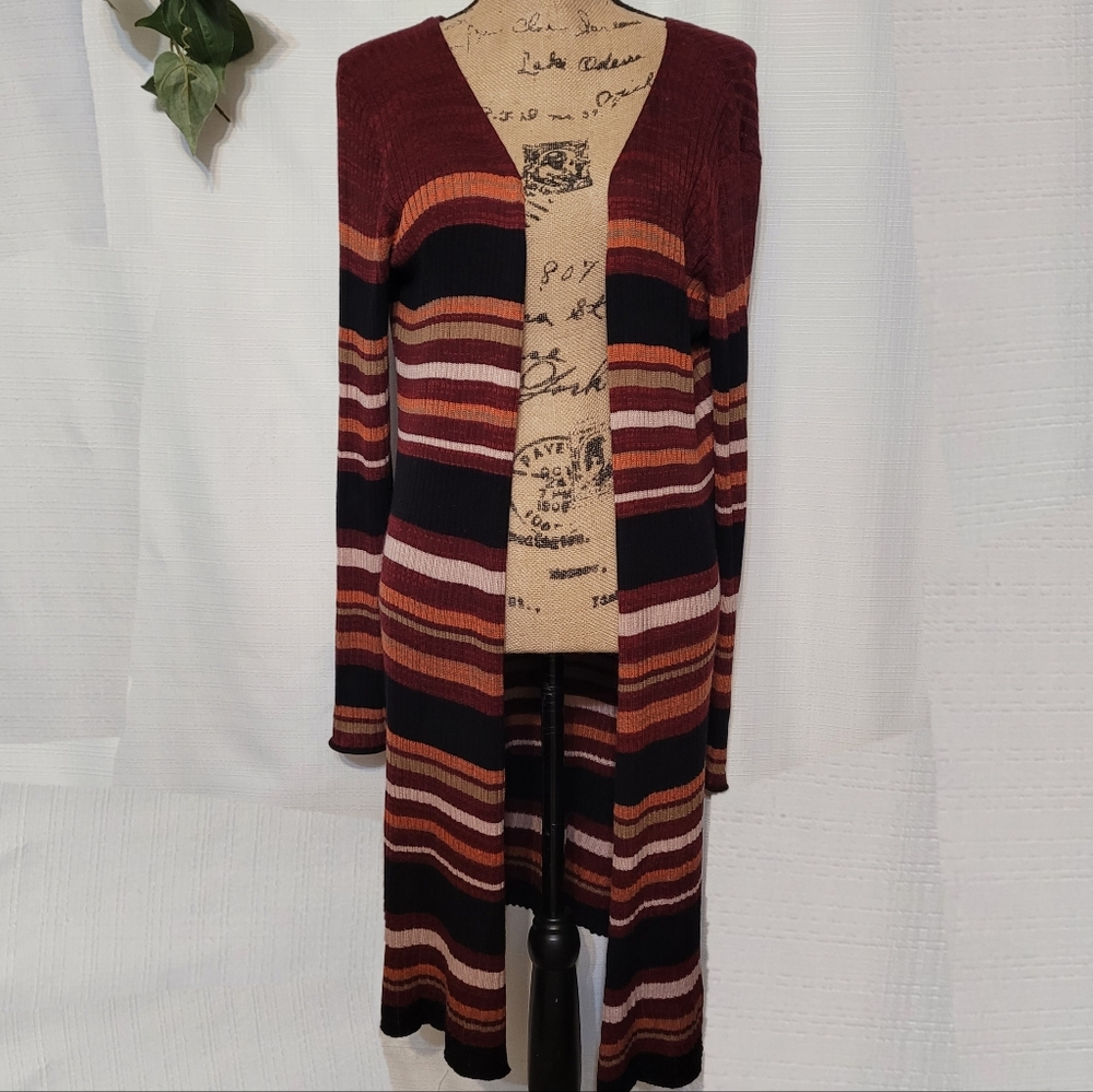 Ophelia Rose Striped Open Duster Cardigan - Picture 1 of 2
